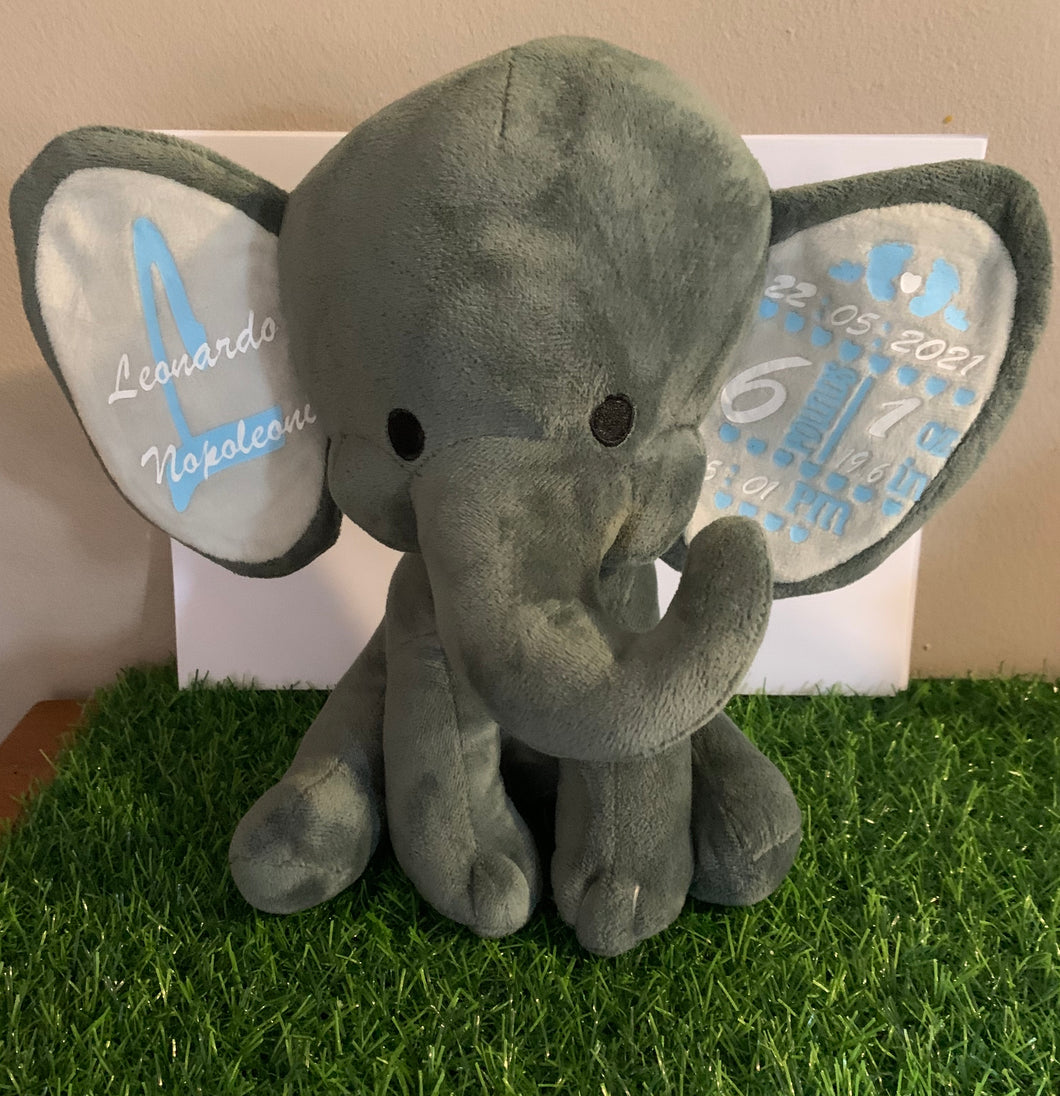 Birth Announcement Grey Elephant