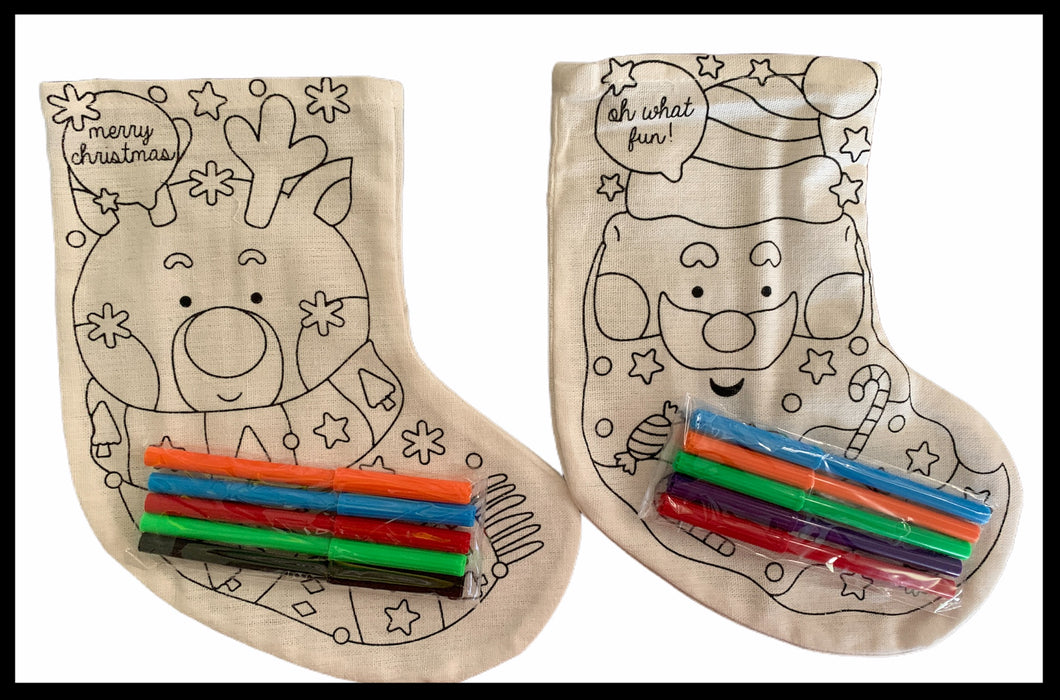 Christmas Bag & Stocking Colour me in